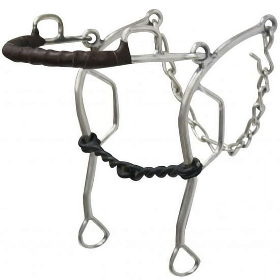 Showman Stainless Steel Leather Wrapped Nose Gag Hackamore Bit