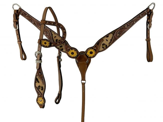 Showman ® Hair on cowhide inlay headstall and breast collar.