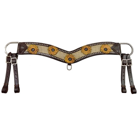 Showman Sunflower Leather Tripping Collar w/ Burlap Inlay