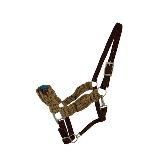 Showman Tan Mohair Wool Bronc Halter w/ Southwest Design