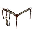 thumbnail image 1 of Showman Teal Acid Wash Cowhide Inlay Single Ear Leather Headstall & Breast Collar Set, 1 of 1
