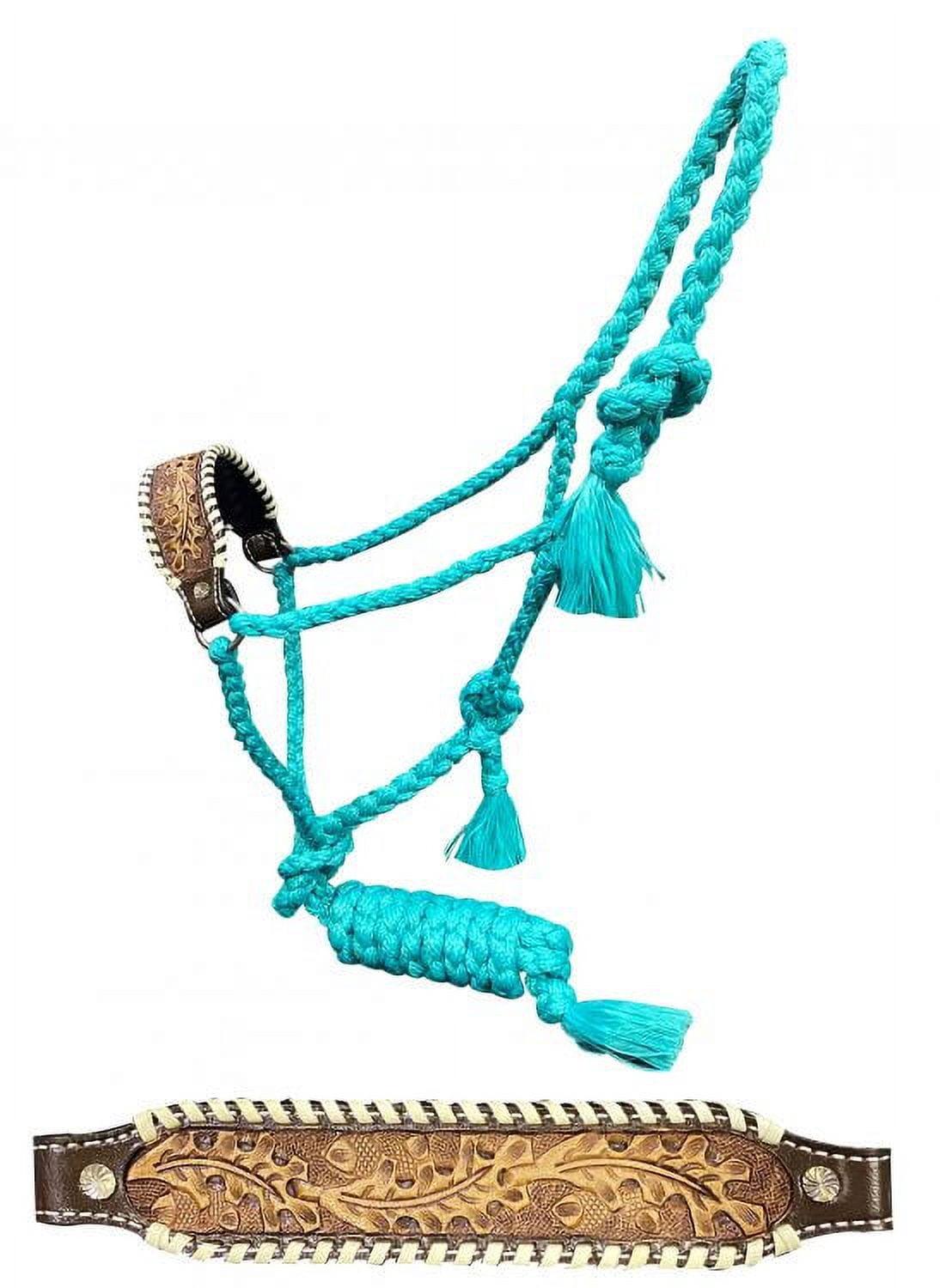 Showman® Woven white nylon mule tape halter with white painted flower on noseband. main image 0