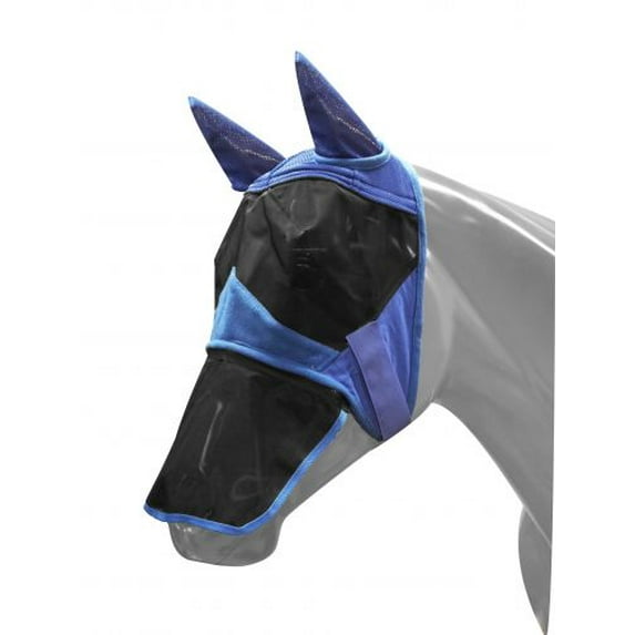 Showman Teddy Fleece Fly Mask w/ Detachable Nose (Blue, Medium)