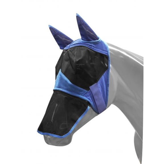 Showman Teddy Fleece Fly Mask w/ Detachable Nose (Blue, Medium)