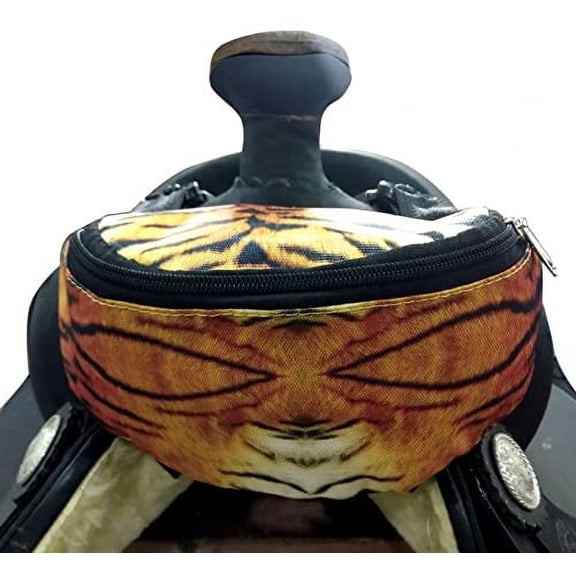 Showman Tiger Print Insulated Nylon Saddle Pouch