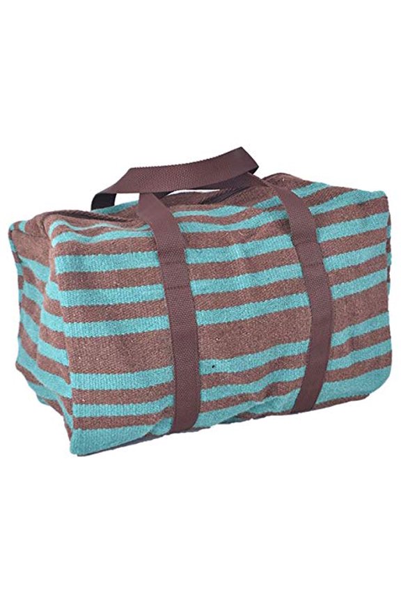 Turquoise & Brown 100% Wool Serape Saddle Blanket Duffel Bag