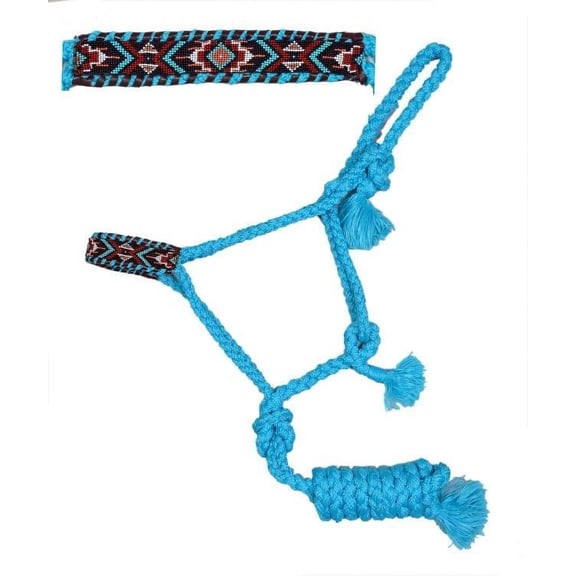 Showman Turquoise Nylon Mule Tape Halter w/ Southwest Beaded Design