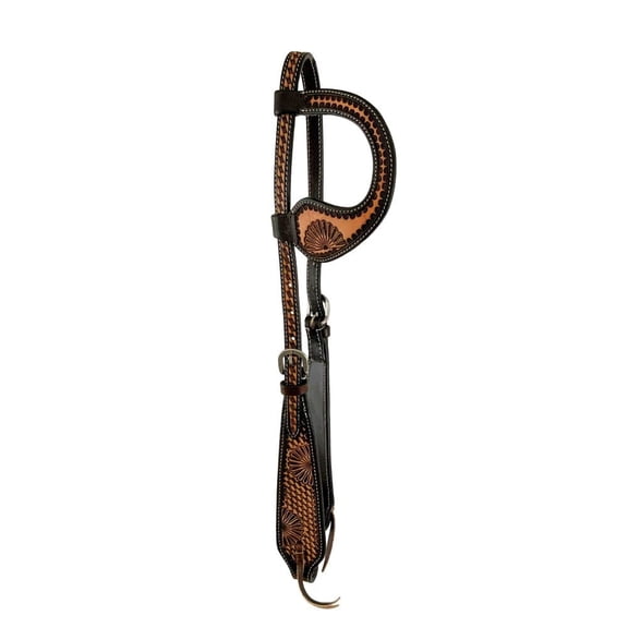 Showman Two-Tone Leather Single Ear Headstall w/ Floral Tooling