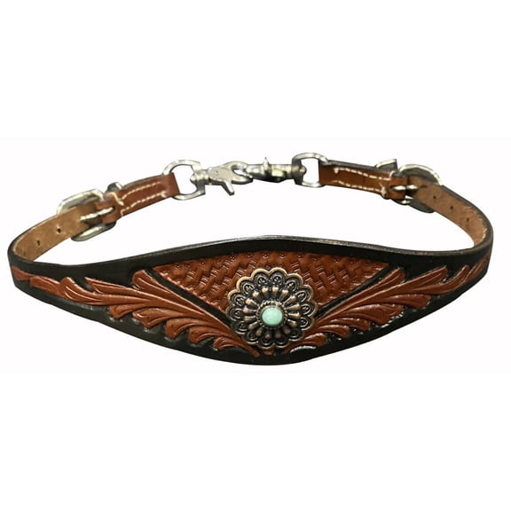 Showman Two-Tone Tooled Leather Wither Strap