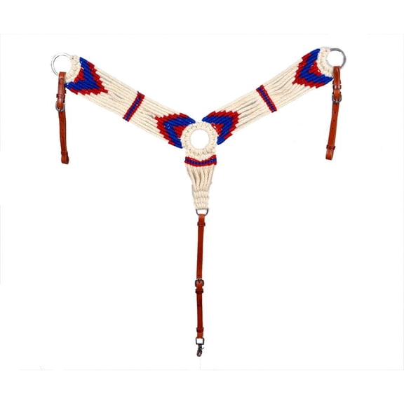 Showman White Mohair Wool Multi-Strand Southwest Design Breast Collar