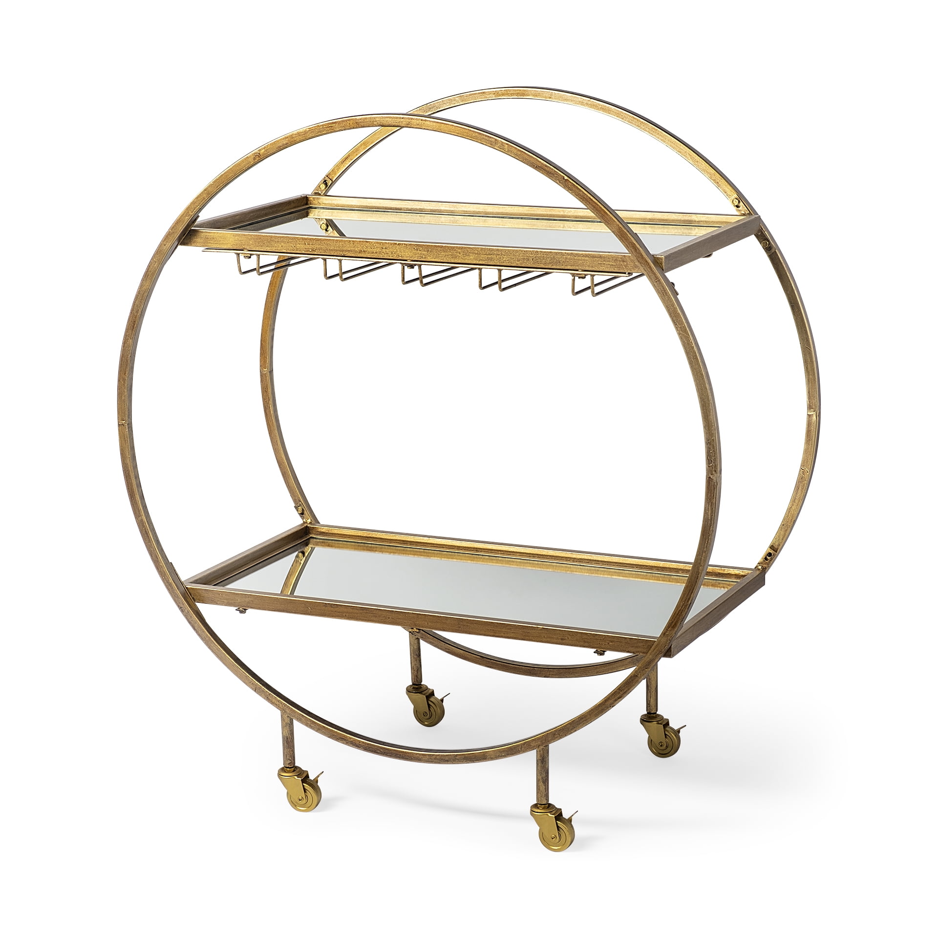 Showstopper Circular Rolling Gold Bar Cart Showstopper Circular Rolling Gold Bar Cart