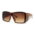 thumbnail image 1 of Showy Oversized Shield Super Thick Arm Rectangle Euro Style Sunglasses Tortoise - Brown, 1 of 4