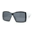 thumbnail image 1 of Showy Oversized Shield Super Thick Arm Rectangle Euro Style Sunglasses White - Black, 1 of 4