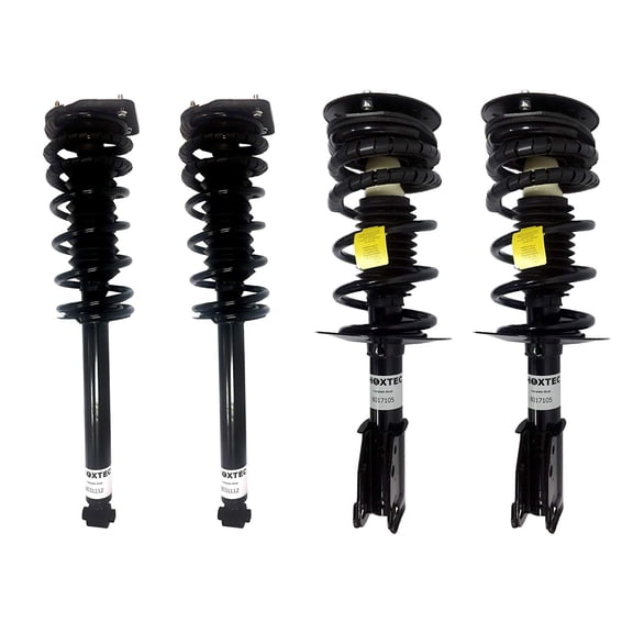 Shoxtec Front And Rear Pairs(4) Complete Strut, Fits 1999, 2000, 2001, 2002, 2003, 2004, 2005 Chevrolet Cavalier; 1999 Pontiac Sunfire (Repl. Monroe 172174, 171281)