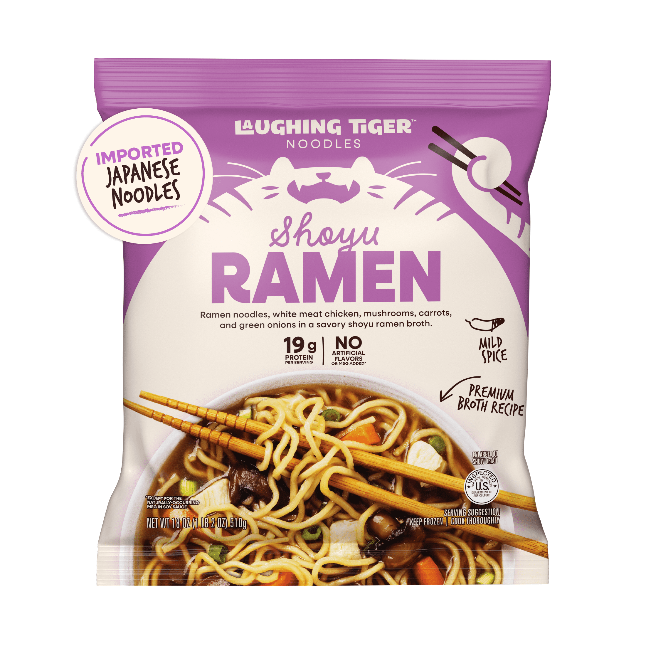 Laughing Tiger Shoyu Ramen Soup Kit - Frozen Meal - 18 oz, Serves 3, Packaged Meals