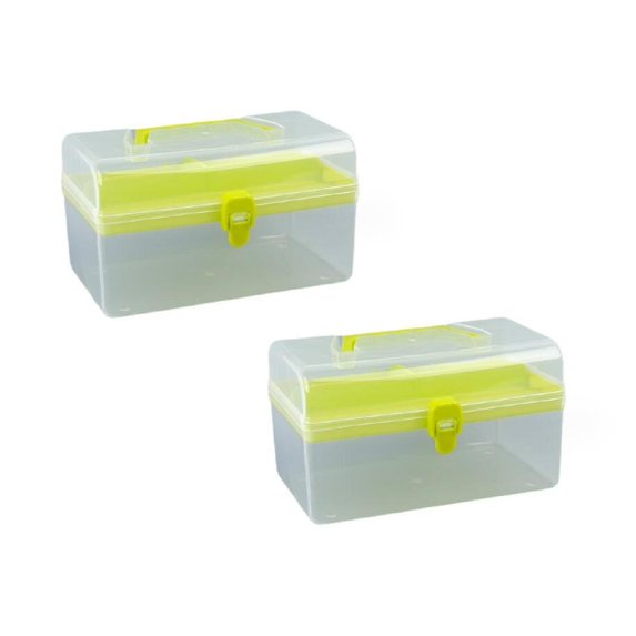 Shpwfbe 2PCS Tool Box Storage Bins Clear Multipurpose Portable Handled Organizer Storage Box Storage Bags