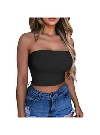 White Crop Top Tube Top Strapless Bandeau Tight Fitting Sexy Top Seamless 