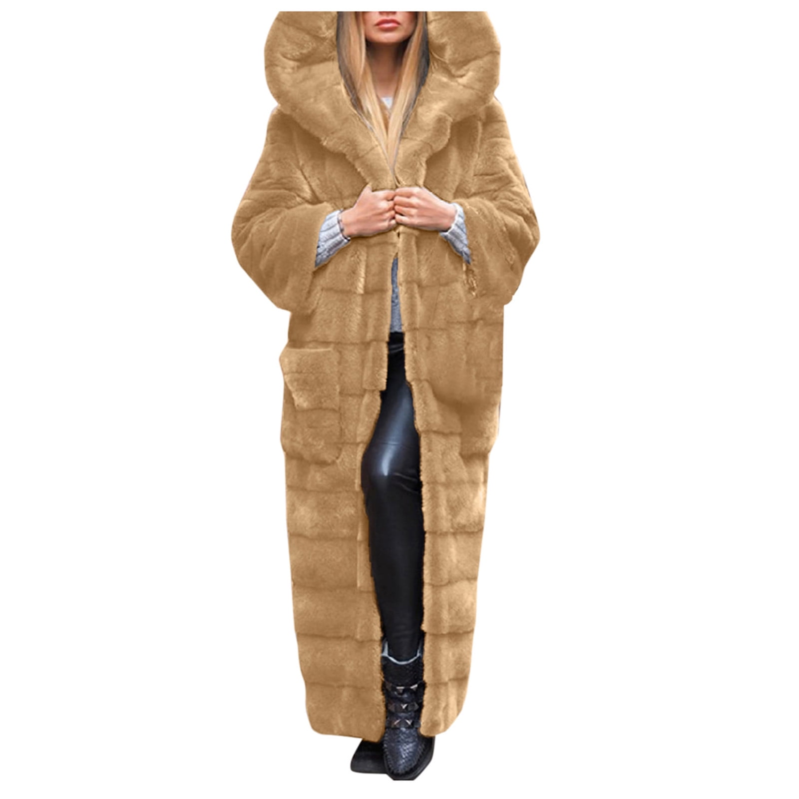Holiday Deals,zanvin Womens Winter Coats - 2023 Fleece Hoodies Long Sleeve  Fuzzy Fall Fashion Zip Lapel Outfits,Brown,L