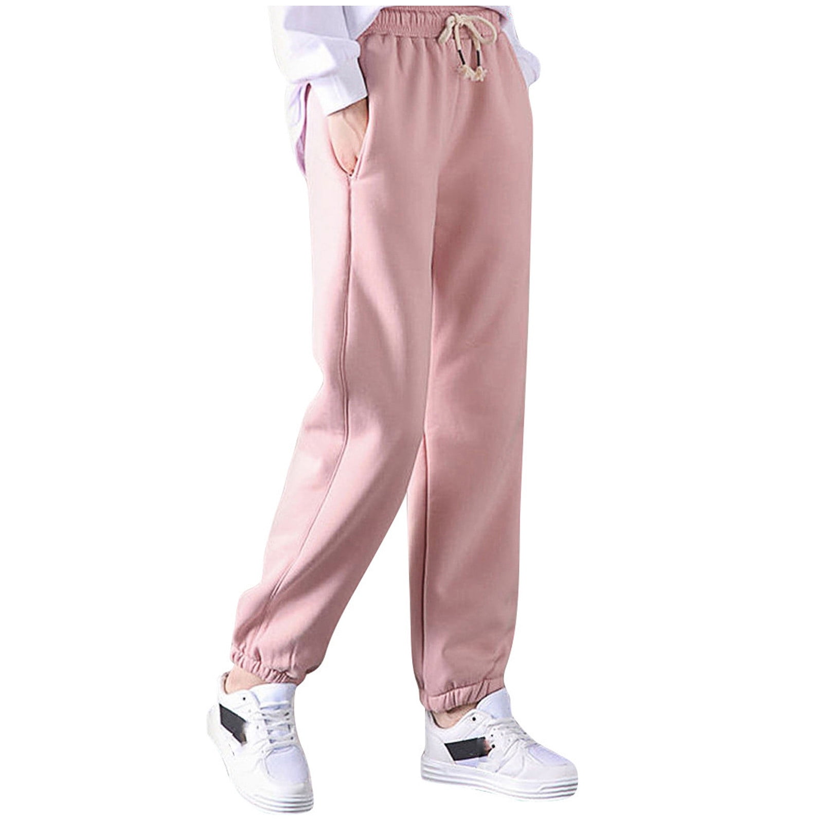 Shpwfbe Harem Pants Women Fleece Lined Pants Women LaceUp Plus