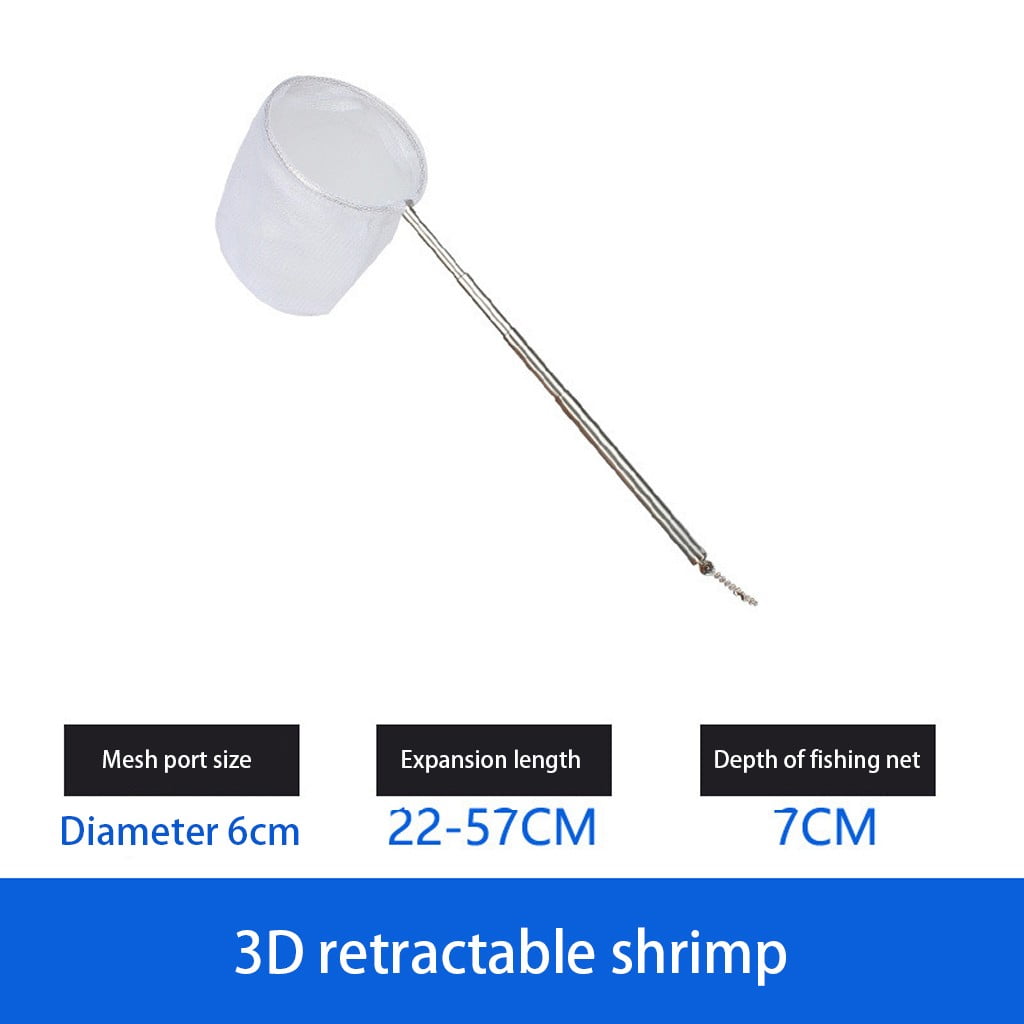 Shpwfbe household appliances Fish Shrimp Skimming Net Fine Mesh Extendable  Stainless Steel Handle Fishing Net 