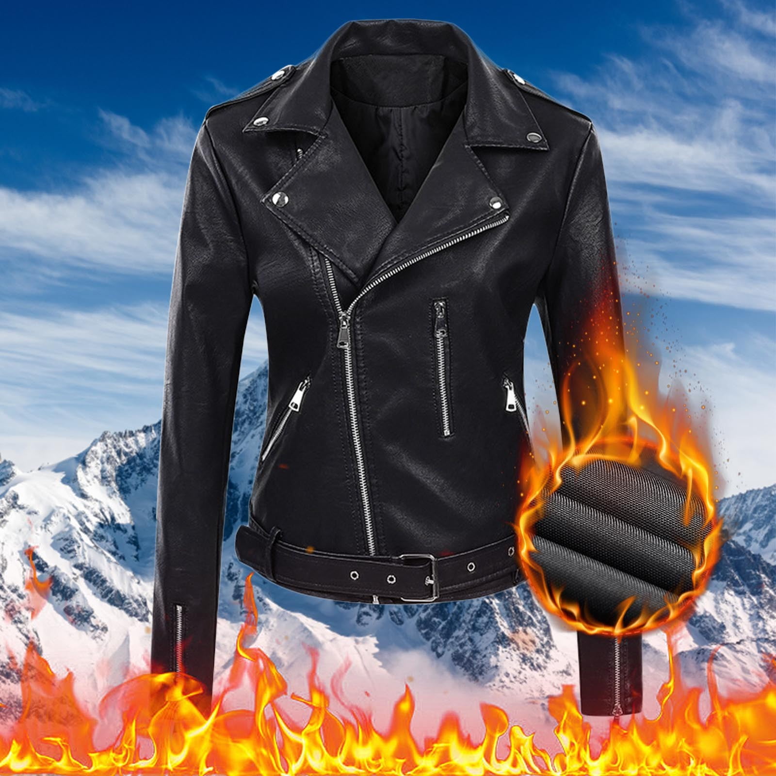Shpwfbe Leather Jacket Tops For Women 2023 Womens Long Sleeve Leather