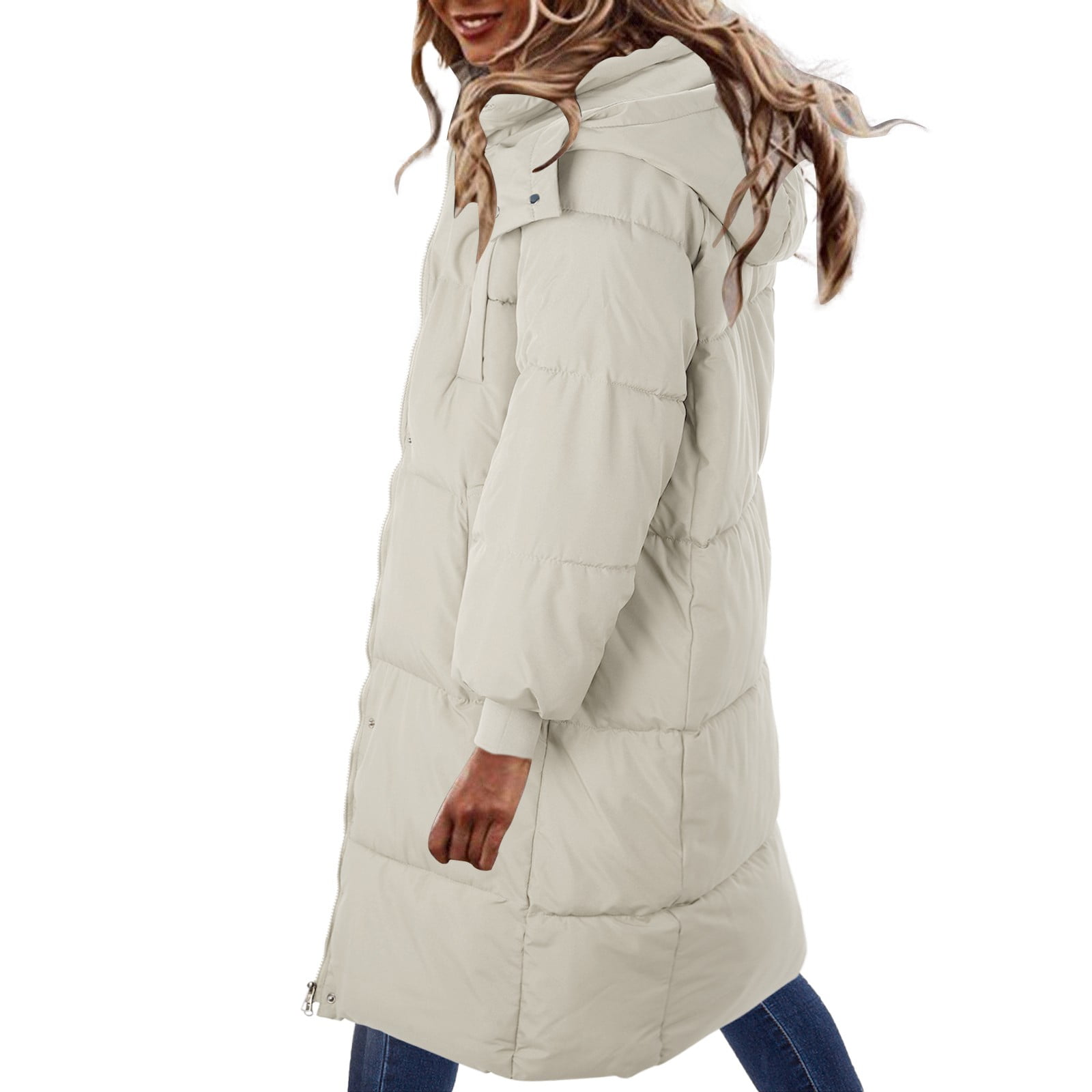 Shpwfbe Puffer Jacket Womens Winter Coat Cotton Jacket Winter Long Knee  Length Down Cotton Jacket Women Loose Thickened Hooded Cotton Jacket Womens 