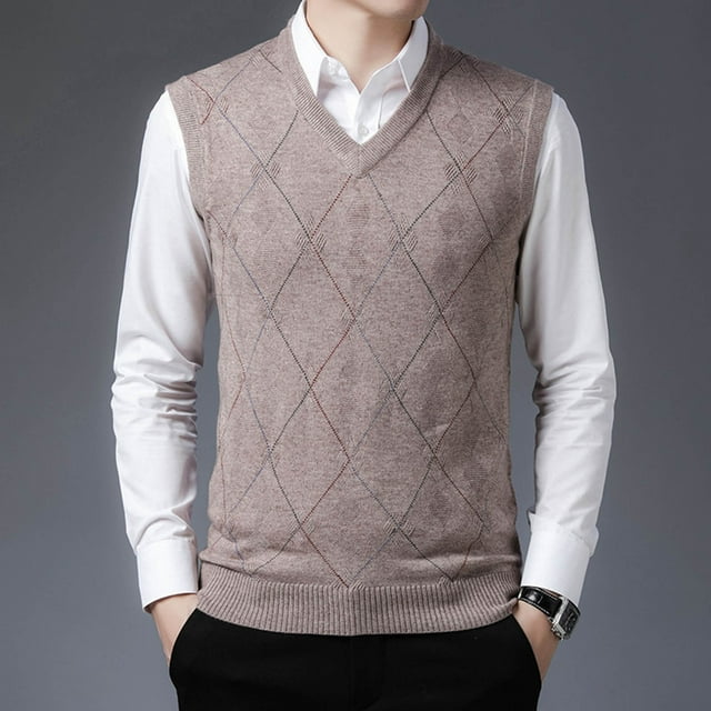 Shpwfbe Sweater Vest Vest For Men Mens Fashion Casual Jacquard V Neck ...