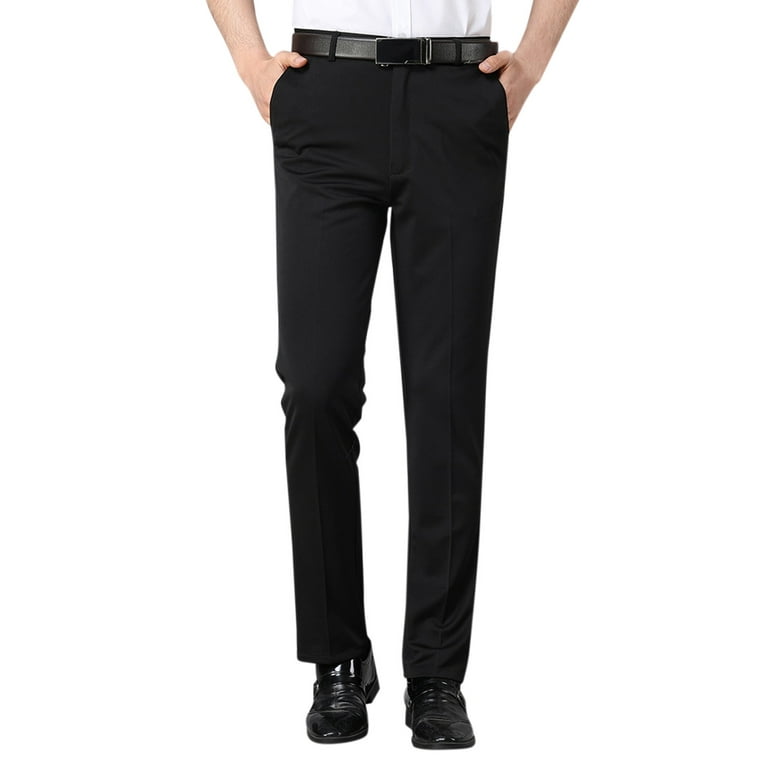 Shpwfbe Sweatpants For Men Men'S Pants Male Casual Solid Color Slim Suit  Pants Zipper Fly Pocket Straight Pants Trousers Mens Dress Pants Black 37 