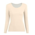 thumbnail image 1 of Shpwfbe Thermal Underwear for Women Thermal Shirts for Women Autumn Winter Warm Plus Size S Compression Function Fleece Beige XXL, Long Sleeve Undershirt for Women, Womens Thermal Tops, 1 of 8