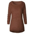 thumbnail image 1 of Shpwfbe Womens Sweaters Fall Outfits Casual Tops O-Neck Solid Blouse Long Sweaters Womens Sleeve Jumper Women'S Blouse Fall Sweaters Coffee 3XL, 1 of 6