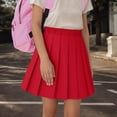thumbnail image 1 of Shqvo Girls Elastic Waist Pleated Skirt, Solid Color A-Line Uniform Skort, Preppy Style Back to School Casual Short Bottoms for Girls 3-18 Years, 1 of 5