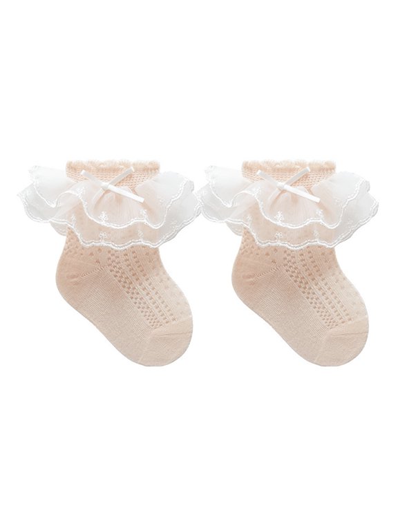 Girls Mesh Lace Socks, Breathable Ruffle Crew Socks for Toddlers and Little Girls Spring Summer Dance Class Daily Wear