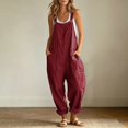 thumbnail image 1 of Shqvo Jumpsuits for Women Cotton Linen Overalls Adjustable Strap Bib Overalls Casual Baggy Summer Romper with Pockets 2026, 1 of 3
