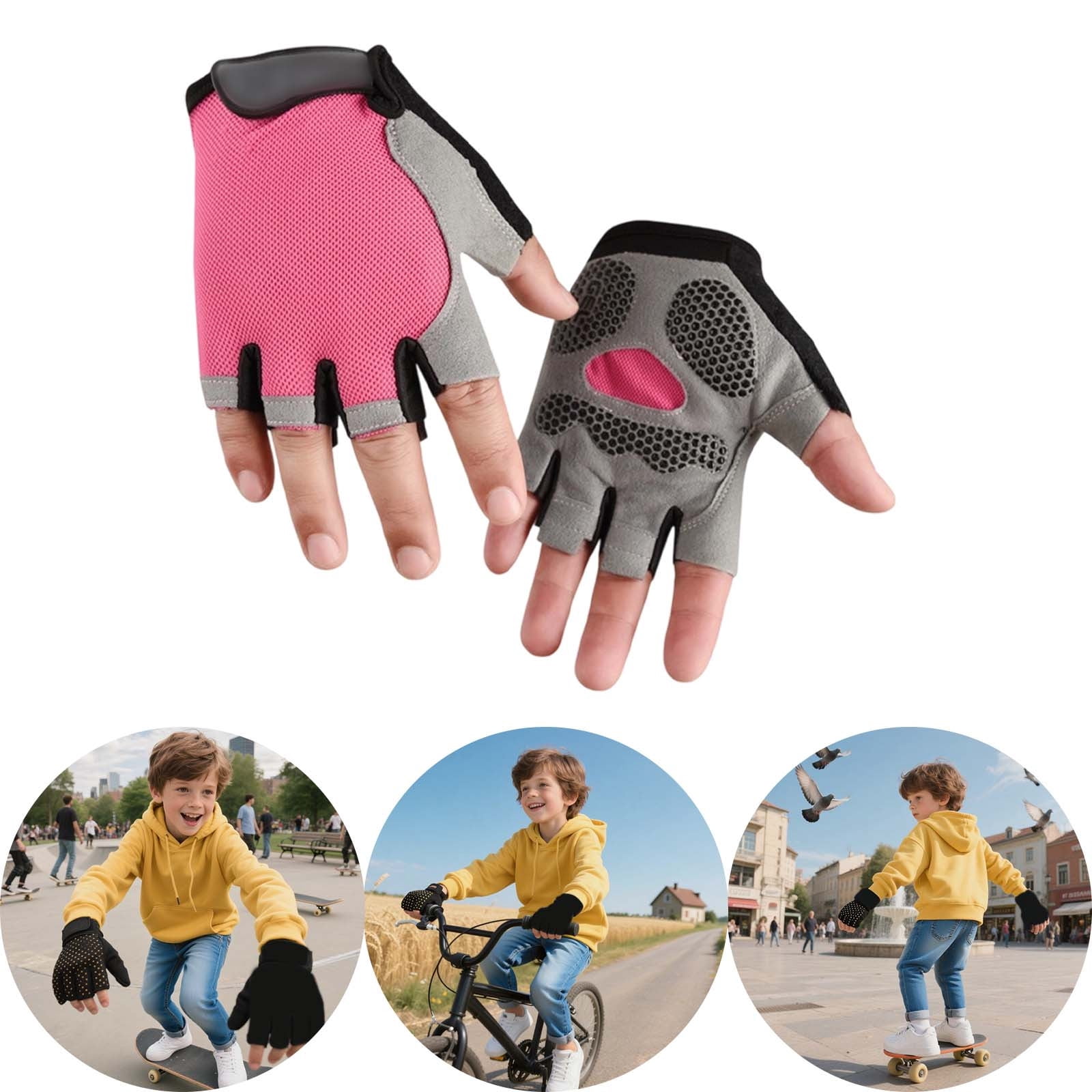 Shqvo Kids Bicycle Riding Half Finger Gloves Breathable Anti Sports ...