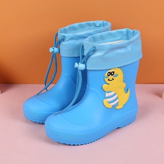Shqvo Kids Cartoon Rabbit Print Rain Boots Waterproof Anti Skid Drawstring Removable Warm Lining for Boys Girls Toddler Youth