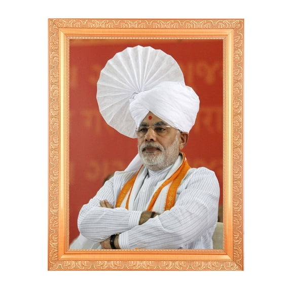 ShrI Narendra Modi Digital Wall Art Print Frame Wallhanging In Golden Artwork Frame {11 x 14 Inches} OR {27.94 X 35.56 Cm's}
