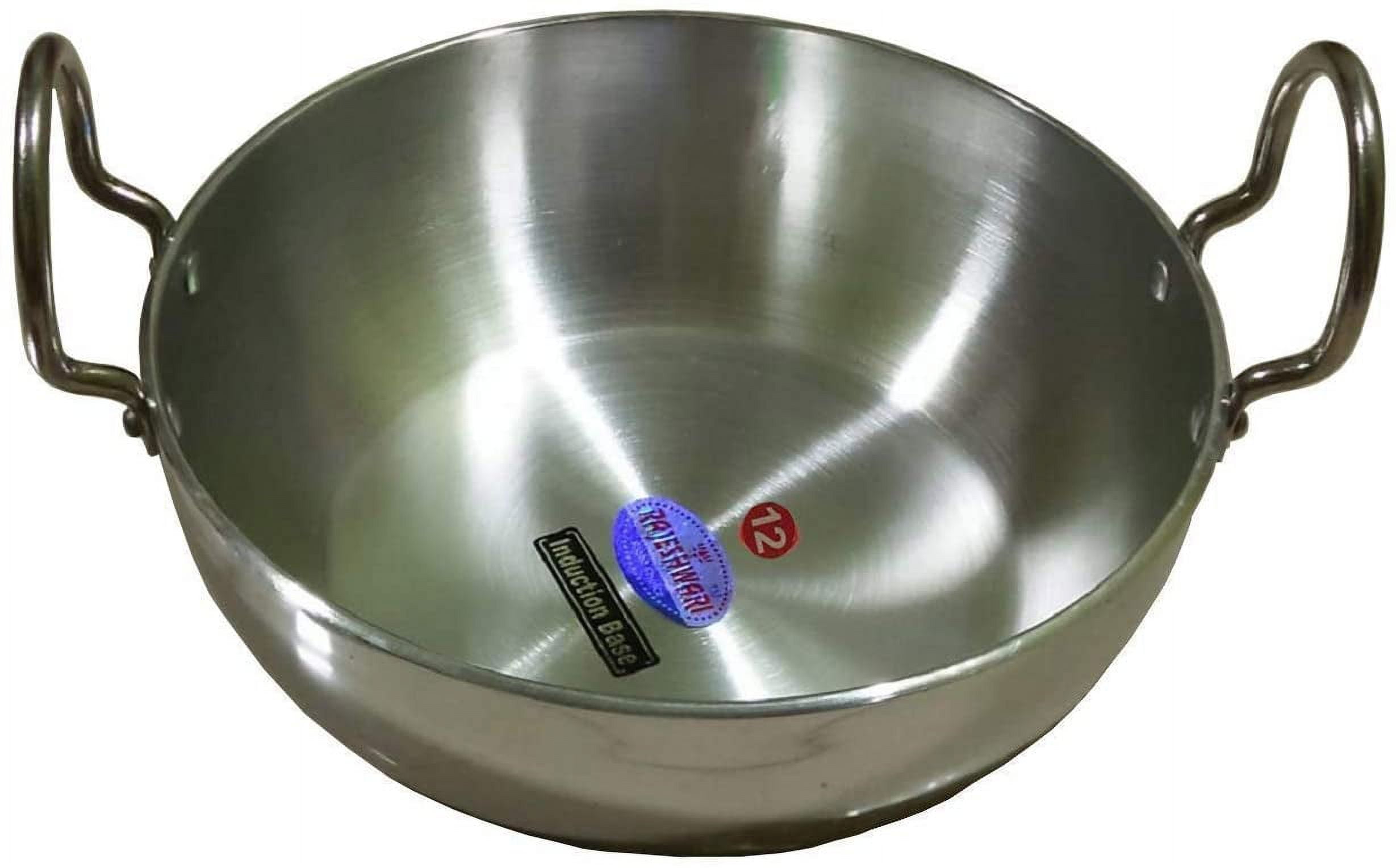Shradha Trading Aluminium Kadai, Aluminum Indian Kadai,Indian Kadai,  Cookware pan, Indian Stir Pan, Frying Pan, Size-12, Thickness 4 mm 