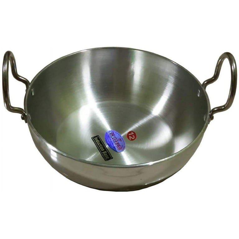 Satre Online and Marketing Hindalco Aluminium Cookware Pan Size  No-13,Aluminium Kadai, 3 mm,Aluminium Kadai,Kadhai Pan,Frying Pan,kadai  indian for