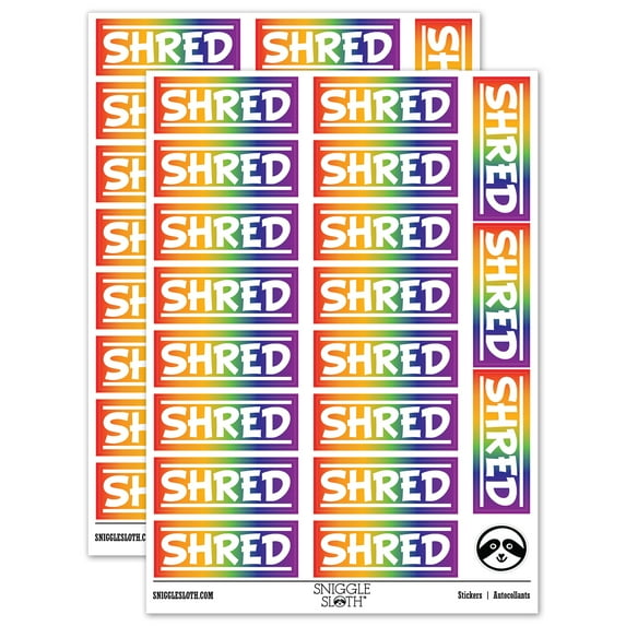 Shred Border Top Bottom Sticker Set - Rainbow - Matte Finish - 2.00" Large