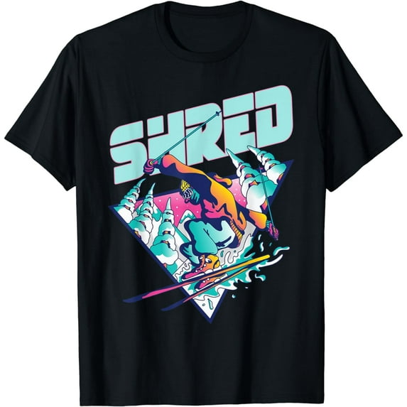 Shred Shirt Vintage Freestyle Ski 80s Costume Retro Skiing T-Shirt