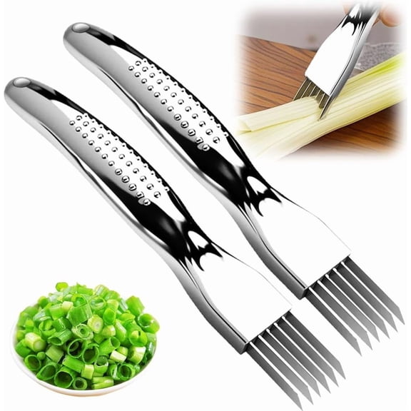 Shred Silk The Knife, Stainless Steel Chopped Green Onion Knife, Easy to Use Sharp Scallion Shredding Cutter, Food Speedy Chopper, Household Multifunctional Food Slicer Gadget (2)