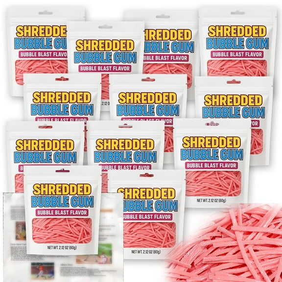 Shredded Bubble Gum 12 Bags (2.12 Oz Each) 25.44 oz Total