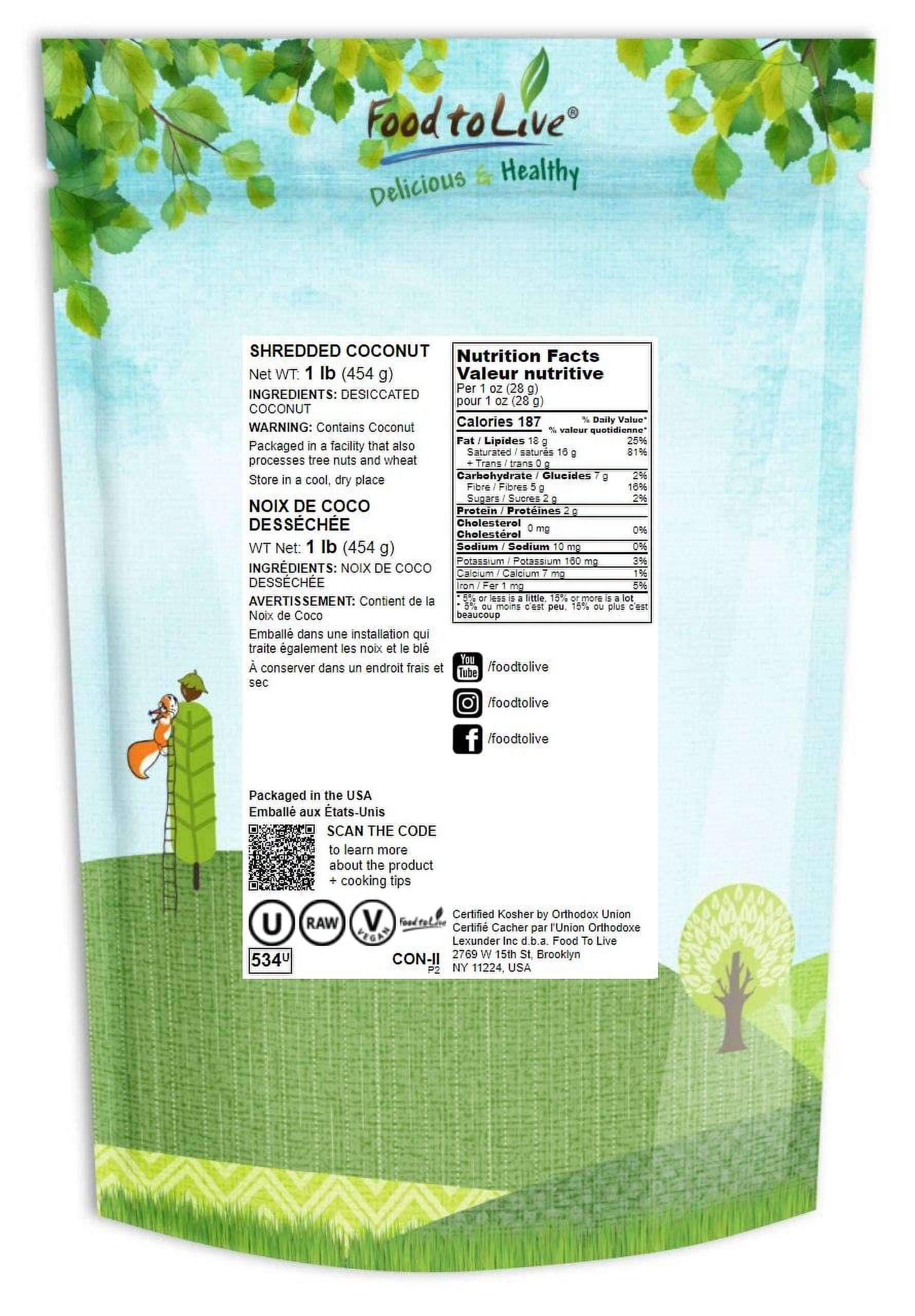 Shredded Coconut, 1 Pound Unsweetened Coconut Flakes, Desiccated