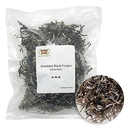 Shredded Dried Black Fungus (Wood Ear Mushrooms) 8 Oz, NonGMO, Vegan