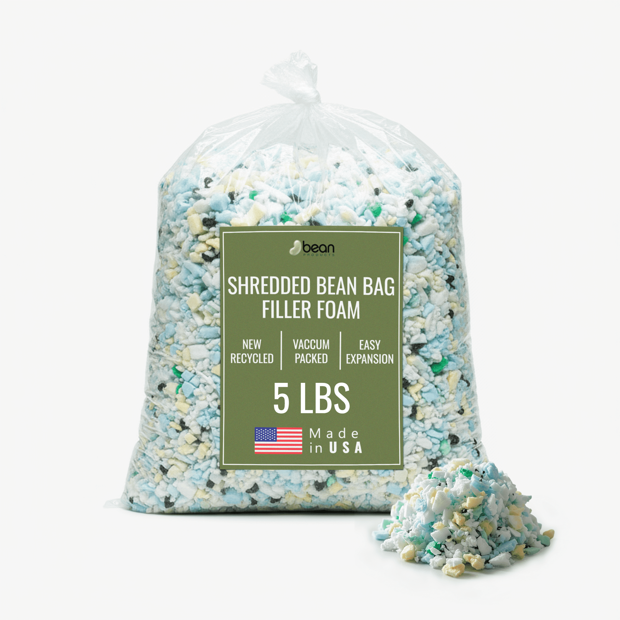 Shredded Foam Filling Made from Recycled Materials – Long Lasting Shredded Bean Bag Filler Foam - Lightweight Moldable Foam Filling - 5 lbs