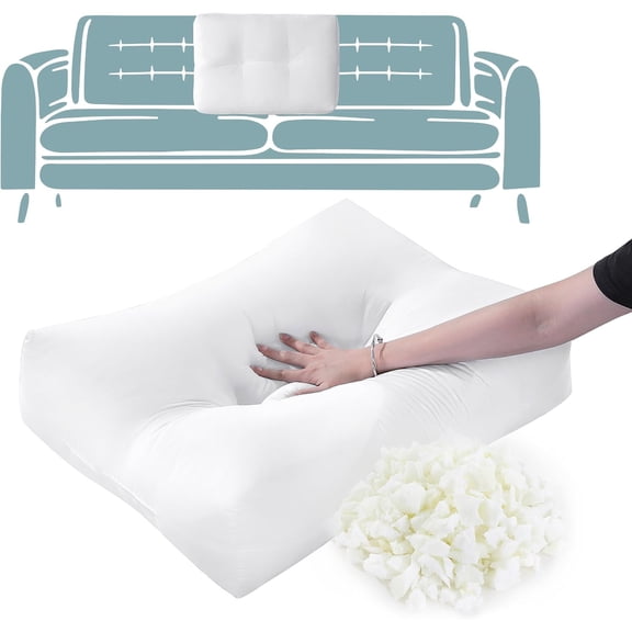 Shredded Foam Lumbar Support Pillow for Sofa Couch Bed Floor, Back Cushion Replacement, 31.4" x 18" x 5