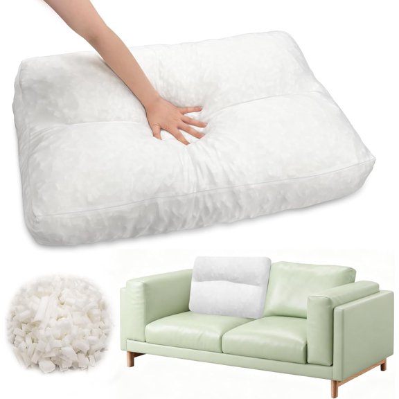 Shredded Foam Sofa Back Cushions Replacement Fluffy Memory Sponge Couch Pillow with Quilted Design 31x18x5 Inch Lumbar Support Pillow for Sofa Bed Floor