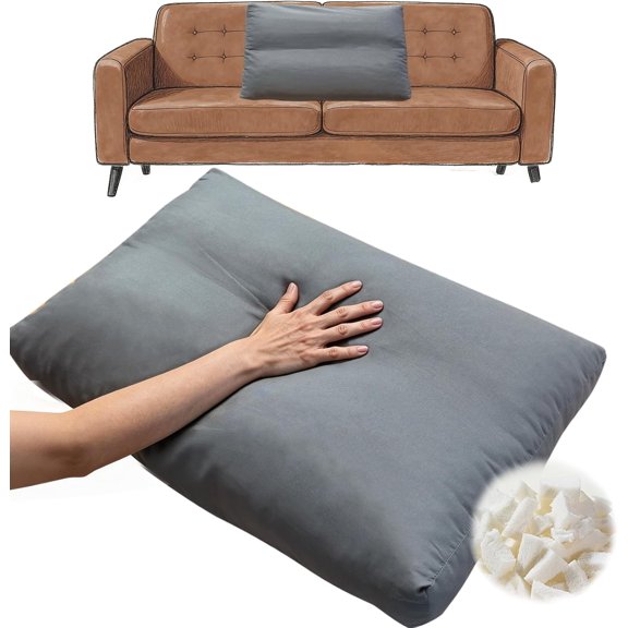 Shredded Foam Sofa Back Cushions Replacement Soft Couch Pillow Insert Foam&Polyester Fiberfill with Removable Pillowcase for Couch Sofa Bed(31.4 * 18 * 5in)