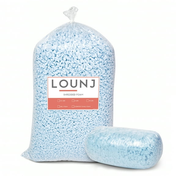 LOUNJ 5LB Shredded Memory Foam Fill for Cushions, Crafts, Bean Bags, Pillows, or Dog Beds, Made in The USA