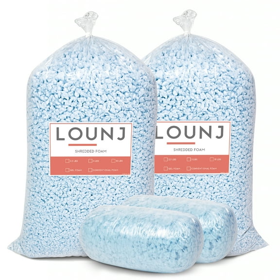 LOUNJ 20LB Shredded Memory Foam Fill for Cushions, Crafts, Bean Bags, Pillows, or Dog Beds, Made in The USA